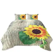 Single Sunflower over Wooden Deck Coverlet
