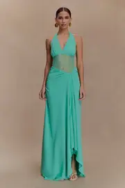 Jonna Chiffon And Mesh Maxi Dress - Lagoon