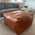 New Handmade Ottoman Leather Vintage Pouf Pouffe Footstool Moroccan Pouffe