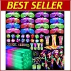 Vibrant 150 PCS Neon Party Supplies - Glow Sticks, Glasses, Finger Lights Set