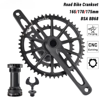 Ultralight Bike Crankset Double Chainring Length All CNC Cutting Bicycle Crank