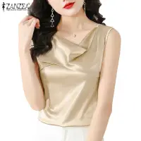 在飛比找蝦皮商城優惠-Zanzea 女式韓版時尚派對推領無袖純色襯衫
