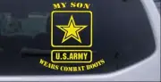My Son Wears Combat Boots Army Car Truck Window Decal Sticker Yellow 6X5.6