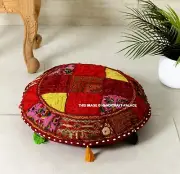 Embroidery Patchwork Round Cushion Cover Handmade Home Decor Pillow Case 22"
