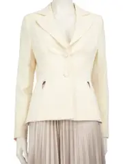 Ecru Silk Cut Out Blazer