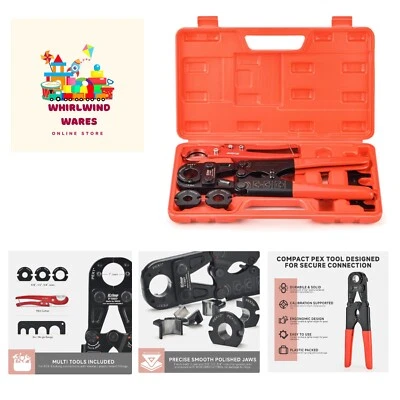 iCrimp Pex Pipe Crimping Tool kit for 3/8,1/2,3/4,1-inch Copper Ring with Fre...