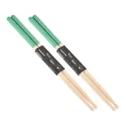 Maple Wood Drumstick 5A Anti Slip Handle Grips Drum Stick Green, 2 Pair