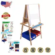 Cardiff Children's Adjustable Art Easel with Double-Sided Chalkboard & Paper