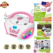 Compact Kids Boombox with Speakers - CD Player & FM Radio, Pink Design