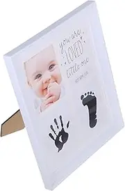 Kisangel Hand and Foot Inkpad Photo Frame Newborn Photo Props Name Boy Months Signs Footprint Nursery Announcement Frame Oh Feet Handprint Prints First White