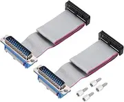 uxcell 2Pcs 26Pin Flat Ribbon Cable Gray DB25 Male to FC-26P 2.54mm Pitch 20cm Length DB Serial Port Cable for Computer, LED Display, DVD with 4 Screws