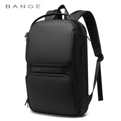 BANGE Waterproof USB Charge Men Business Laptop Backpack Black school Travel bag