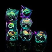DND Dice Set, 7 Resin Sharp Edge D&D Dice Game DND Starter Set with Dragon Eye