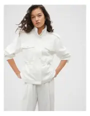[Seed Heritage] Textured Utility Jacket in Cloud Cream