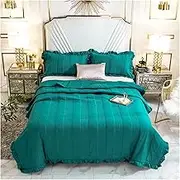 KUSQDT Quilted Bedspread On The Bed Linen Cotton Linens Soft Blanket Bedspreads for Bed Covers Sofa Cover Bed Plaid Quilt 3-Piece Comforter Set Sheets(Turquoise,1pcs 200x230cm)