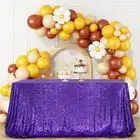 SquarePie Sequin Tablecloth Rectangular 90 x 132 Inch Purple Reflect Lights B...