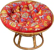 COTTON CRAFT Papasan Chair Cushion - 100% Cotton Duck Fabric Thick Overstuffed Floor Seat Standard 45" Round Chair Swing Chair Patio Den College Dorm - Poppy Floral Multicolor Red