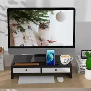 Monitor Stand Riser with Drawer - Black & White Laptop Stand, Bamboo Desktop ...
