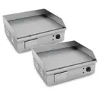 2x Electric Stainless Steel Ribbed Griddle Commercial Grill BBQ Hot Plate