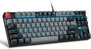 75% Mechanical Gaming Keyboard with Blue Switch, MageGee LED Blue Backlit Keyboard, 87 Keys Compact TKL Wired Computer Keyboard for Windows Laptop PC Gamer - Grey/Black