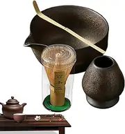 Japanese Matcha Tea Set - Matcha Tea Whisk, Strainer Matcha Bowl Set, Reusable Matcha Tea Set | 4-Piece Matcha Preparation Set with Whisk Stand, Fashionable Matcha Bowl