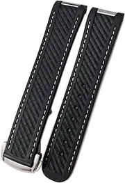 [FULNES] 20mm Rubber Silicone Watch Strap Fit For Omega Seamaster 300 AT150 Aqua Terra Ultra Light 8900 Steel Buckle Watchband Bracelets