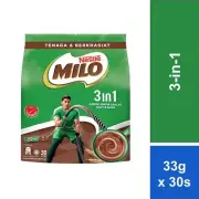 Malaysia's Nestle Milo 3 in 1 Instant Drinks (33gm x 30 Sticks) x 1 packs
