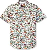 [Robert Graham] Mens RS182060CF Old Havana Short Sleeve Classic Fit Shirt Short Sleeve Button Down Shirt - Green