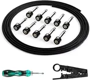 Ghost Fire Solderless Pedalboard Cable Kit - No Cable Stripping Required,6.5ft Cable & 10 Nickel Plated Copper Tip Connectors for Guitar Effects & Pedal Board，with Cutter, Bolt Driver (SP-01)