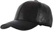 [通用] Men's Goat Leather Hat Outdoor Fashion Flat Top Hat Autumn Winter Leather Men's Hat Winter Military Hat Duck Tongue Hat Black