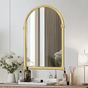 Fitous Gold Arch Bathroom Mirror, 24" x 36" Traditional Vintage Vanity Mirror, Antique Decorative Wall Mirror for Bedroom, Fireplace, Bathroom, Living Room, Entryway