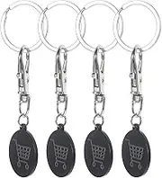 KALLORY 4Pcs Trolley Token Key Ring Portable Shopping Cart Release Tool for Supermarkets and Resistant Keychain Accessory for Cart Access