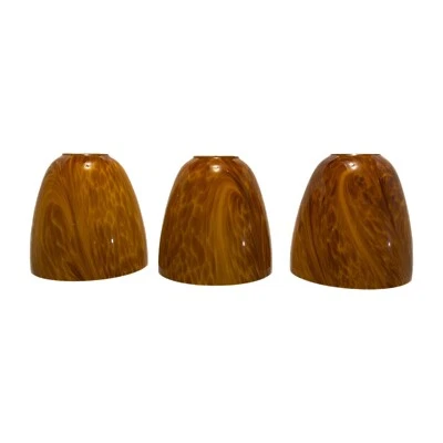 Glass Pendant Light Shade Neckless Dome ~ Caramel Swirl Finish ~ New Open Box