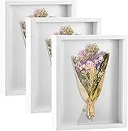 QWORK 8 x 10in Shadow Box Picture Frames - MDF Wood with Acrylic Front, 3 Pack Square Shadow Boxes Display Cases for Photos, Crafts, and Keepsakes