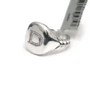 New DAVID YURMAN Pave Initial Letter D Pinky Ring in Diamond & Silver Size 4.5