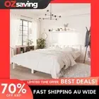 wooden bed frame white solid pinewood double size 137x187 cm sturdy 0058