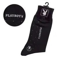 在飛比找Yahoo奇摩購物中心優惠-PLAYBOY 點點刺繡LOGO紳士襪-黑色