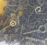 New Craft Mini Skeleton Key Set Charms Mixed Antique Bronze Style Brass 6oz Bag