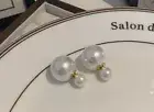 Pearl Stud Earring Tops White Cubic Zirconia for Men Women