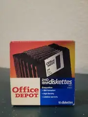 Office Depot 3.5" IBM Formatted 2HD High Density Diskettes 10 Floppy Disks