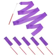Dance Ribbons, 6Pcs 78.7 Inch Gymnastics Streamers for Gifts, Dancing, Purple