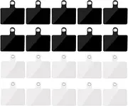 20 Pack Cell Phone Lanyard Tether Tab with Metal Ring, 2 Colors, Universal Replacement Attachment Cellphone Tether PVC Patches Sticker Pad for Wrist Phone Strap Smartphone Neck Safety Tether