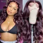 99J Burgundy Lace Front Wig Body Wave Colored Transparent LaceWig Peruvian 13x4