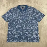 Ted Baker Polo Shirt Men 6 (2XL) Blue All Over Floral Jacquard Short Sleeve NWT
