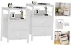 Nightstands Set 2, End Table with 2 Fabric Drawers, Bedside Table with 2