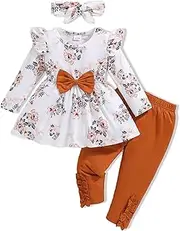 [Doresbebe] Toddler Baby Girl Clothes Infant Girl Outfits Summer Ruffle Floral T-Shirt Top Pants Set Spring Clothes