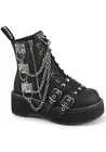DEMONIA EMILY-57 2" Platform Lace-Up Ankle Boot, Outer Metal Zipper