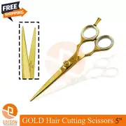 Professional Gold Barber Hair Cutting Scissors 5'' Salon Razor Shears
