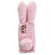 3d Bunny Ears Fuzzy Winter Warm Phone Cover Case For Samsung Galaxy S24+