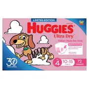 Huggies Ultra Dry Nappies Girls 10-15kg 72 Pack